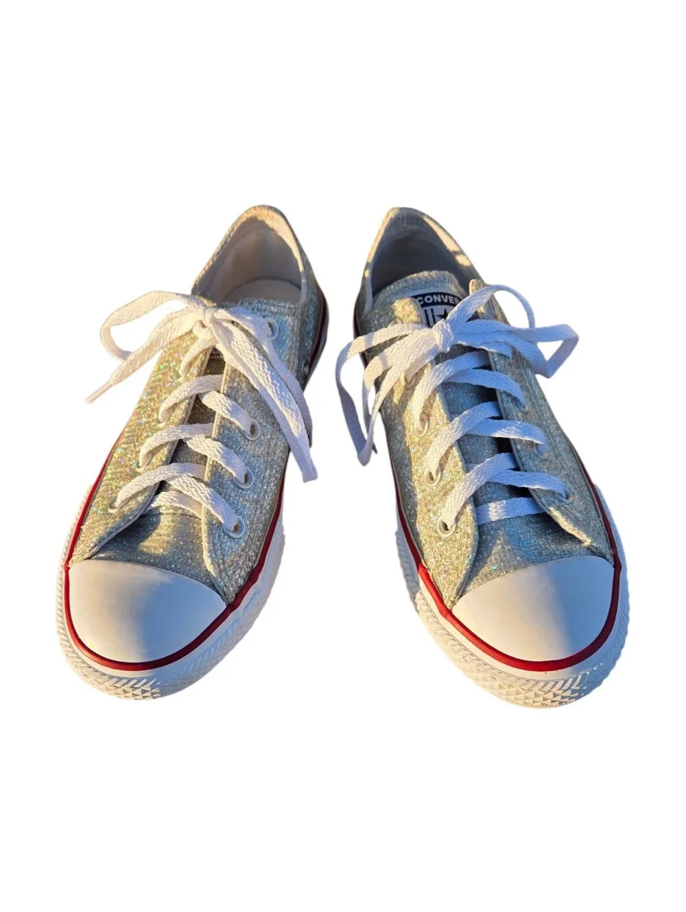 Converse - Girls Low Top Glittery Sparkily Chuck Taylor Sneakers Shoed